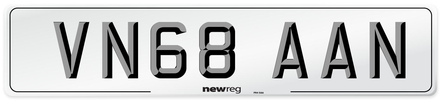 VN68 AAN Number Plate from New Reg